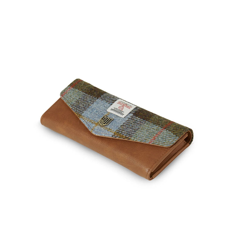 Harris Tweed Portemonnee, The Large Clasp, Chestnut Blue Tartan - Afbeelding 4