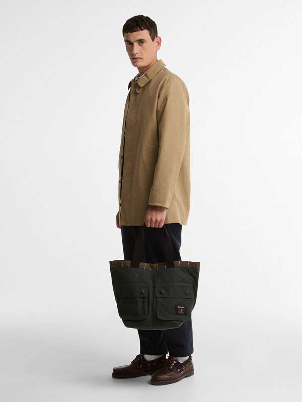 Barbour Field Wax Carry All Tote Bag Sage Classic - Afbeelding 5