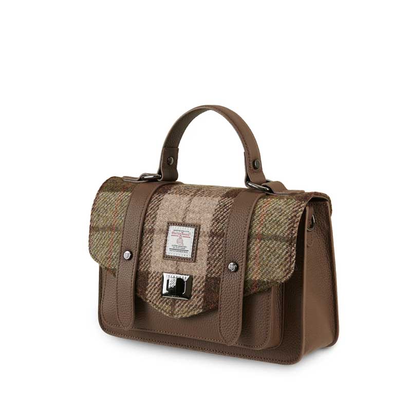 Harris Tweed Clutch, The Leather Medium Satchel, Islander, Chestnut Tartan - Afbeelding 2