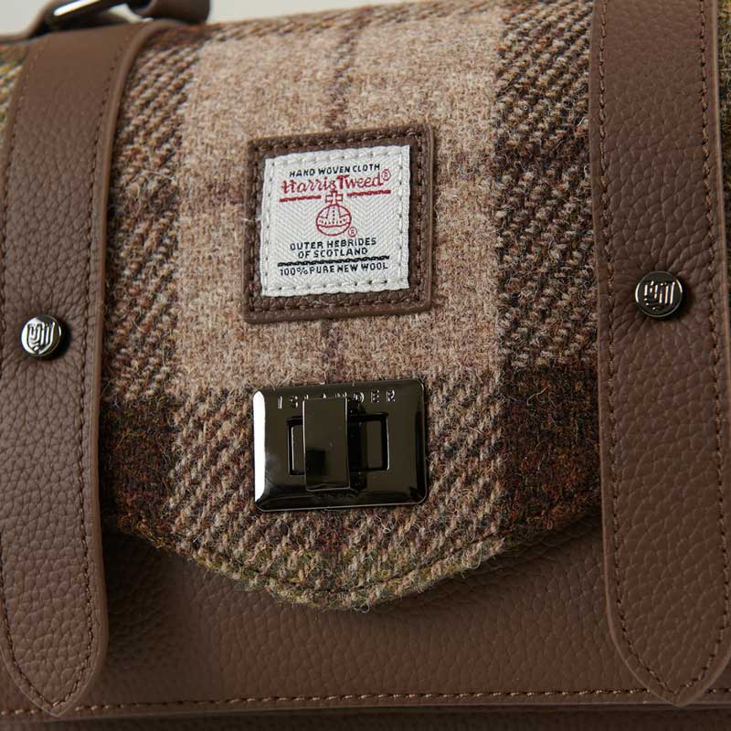 Harris Tweed Clutch, The Leather Medium Satchel, Islander, Chestnut Tartan - Afbeelding 6