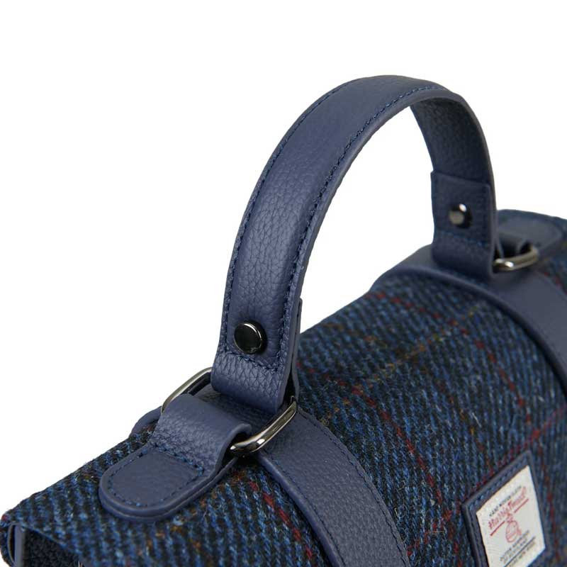 Harris Tweed Clutch, The Leather Medium Satchel, Islander, Navy Overcheck - Afbeelding 5