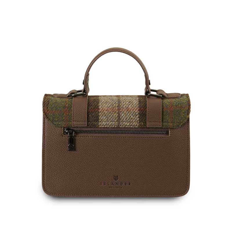 Harris Tweed Clutch, The Leather Medium Satchel, Islander, Chestnut Tartan - Afbeelding 3