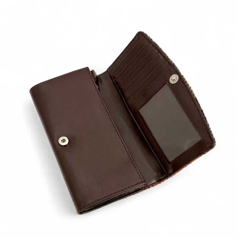 Harris Tweed Ladies Envelope Purse In Blue/Brown Check - Afbeelding 2