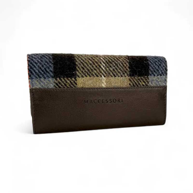 Harris Tweed Ladies Envelope Purse In Blue/Brown Check - Afbeelding 6