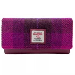 Harris Tweed Ladies Envelope Purse In Purple Check