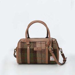 Harris Tweed Clutch, The Medium Duffel Bag, Islander, Chestnut Tartan