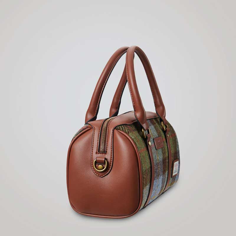 Harris Tweed Clutch, The Medium Duffel Bag, Islander, Chestnut Blue Tartan - Afbeelding 3