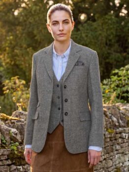 Harris Tweed Dames Jasje "Carola" In Anthra Melange