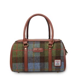 Harris Tweed Clutch, The Medium Duffel Bag, Islander, Chestnut Blue Tartan