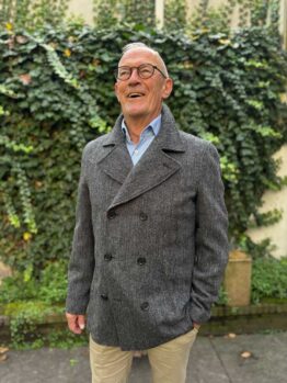 Harris Tweed Coat, P-Coat - Charcoal