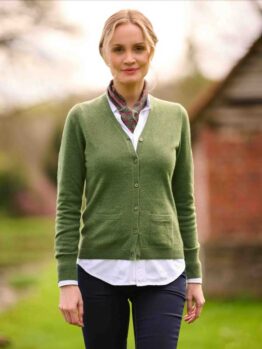 Merino Vest Mara The Cardigan Met Harris Tweed Details In Racing Green