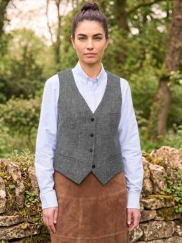 Harris Tweed Dames Vestje "Lea" In Anthra Melange