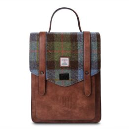 Harris Tweed Clutch, The Carloway Backpack, Islander, Chestnut Blue Tartan