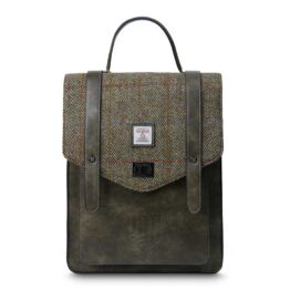 Harris Tweed Clutch, The Carloway Backpack, Islander, Chestnut Herringbone