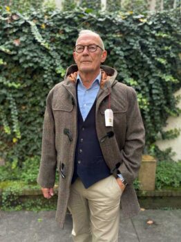 Harris Tweed Gents Duffle Coat In Evergreen