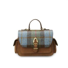 Harris Tweed Crossbody, The Melrose, Chestnut Blue Tartan