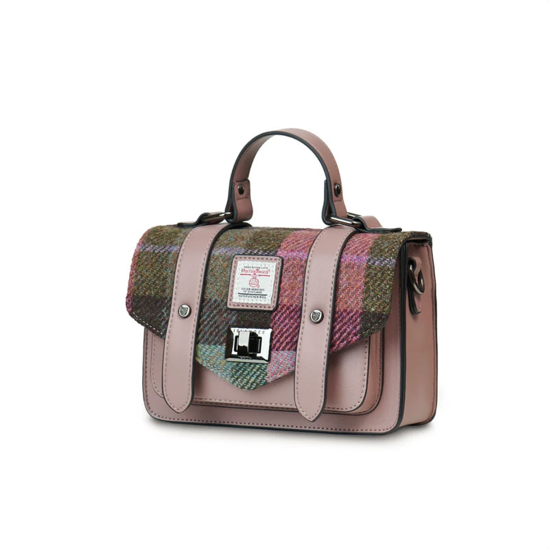 Harris Tweed Clutch, The Mini Satchel, Islander, Pink Green Tartan - Afbeelding 2