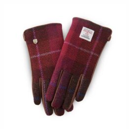 Ladies Harris Tweed Gloves Fuchsia Tartan