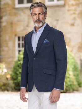 Harris Tweed Jacket "London" In Ink Blue