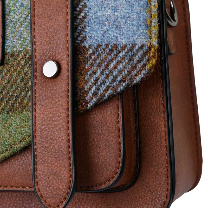 Harris Tweed Clutch, The Mini Satchel, Islander, Chestnut Blue Tartan - Afbeelding 2