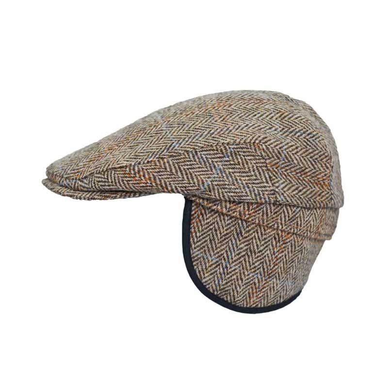 Harris Tweed Flat Cap Edward With Foldable Ear Flaps White Sand - Afbeelding 3