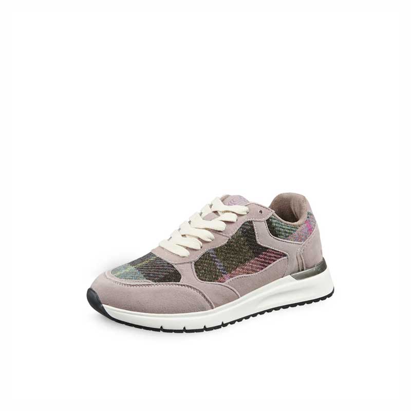 Harris Tweed The Rosie Trainer Shoe Pink And Green Tartan - Afbeelding 3