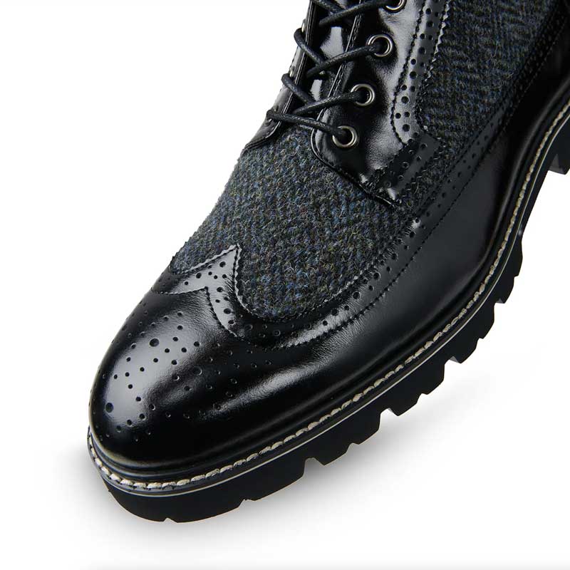 Harris Tweed The Huntsman Harris Tweed Classic Shoe Black Herringbone - Afbeelding 4