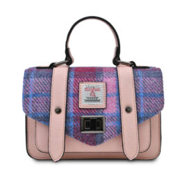 Harris Tweed Clutch, The Mini Satchel, Islander, Pink Blue Tartan