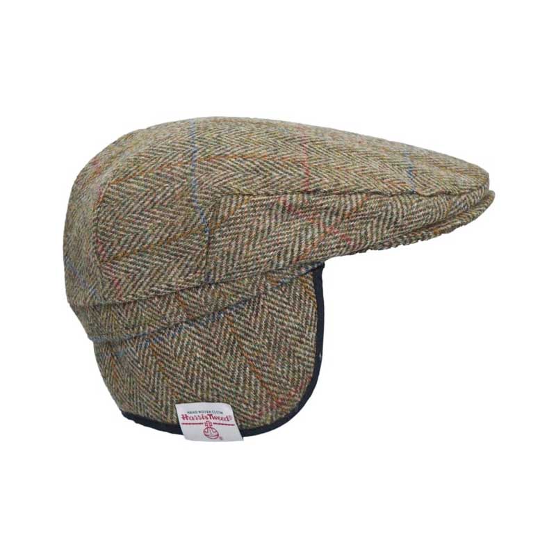 Harris Tweed Flat Cap Edward With Foldable Ear Flaps Moss Green - Afbeelding 4