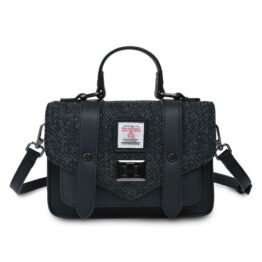 Harris Tweed Clutch, The Mini Satchel, Islander, Black Herringbone