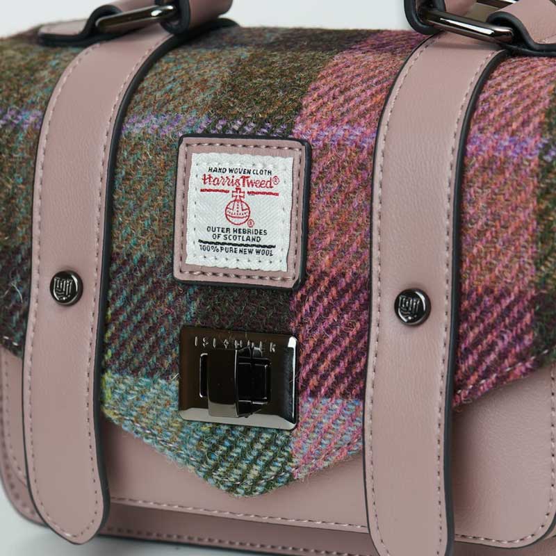 Harris Tweed Clutch, The Mini Satchel, Islander, Pink Green Tartan - Afbeelding 5
