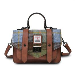 Harris Tweed Clutch, The Mini Satchel, Islander, Chestnut Blue Tartan
