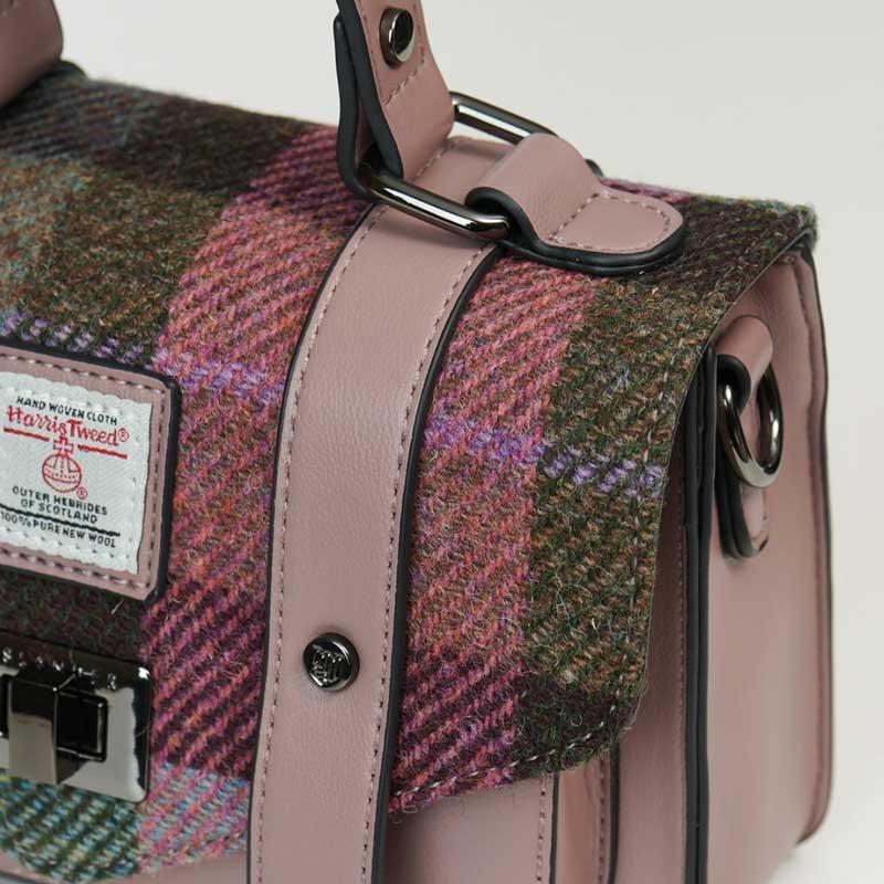 Harris Tweed Clutch, The Mini Satchel, Islander, Pink Green Tartan - Afbeelding 4