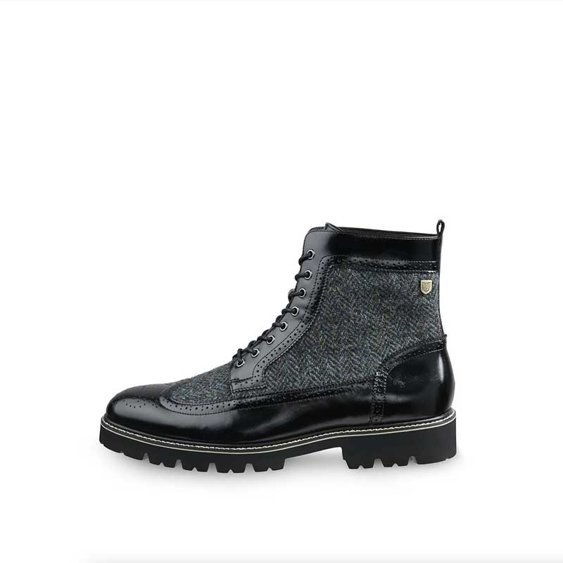 Harris Tweed The Huntsman Harris Tweed Classic Shoe Black Herringbone