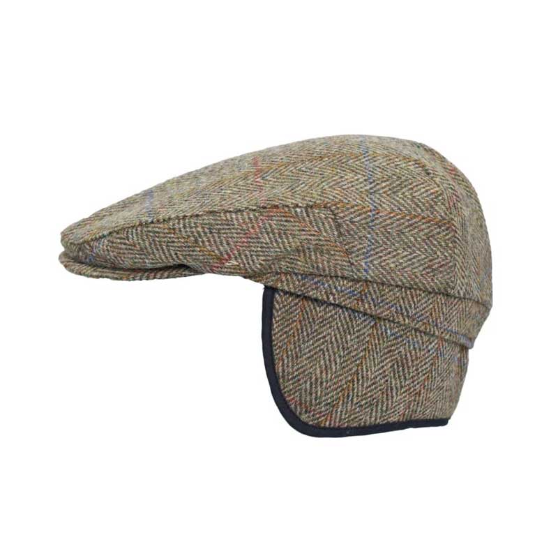 Harris Tweed Flat Cap Edward With Foldable Ear Flaps Moss Green - Afbeelding 5