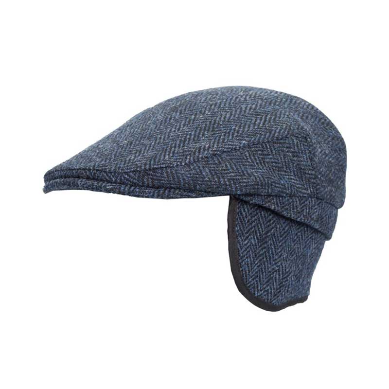 Harris Tweed Flat Cap Edward With Foldable Ear Flaps Midnight Blue - Afbeelding 3