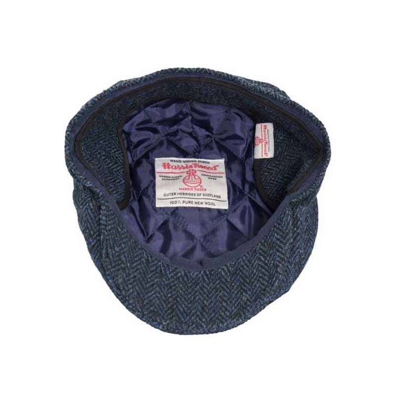 Harris Tweed Flat Cap Edward With Foldable Ear Flaps Midnight Blue - Afbeelding 7