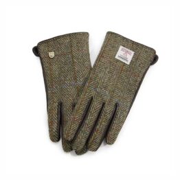 Ladies Harris Tweed Gloves Chestnut Herringbone
