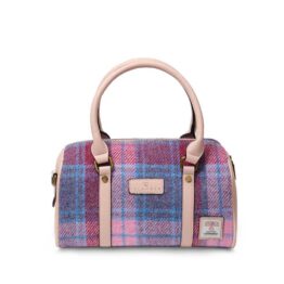 Harris Tweed Clutch, The Medium Duffel Bag, Islander, Pink Blue Tartan