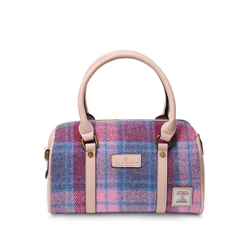 Harris Tweed Clutch, The Medium Duffel Bag, Islander, Pink Blue Tartan