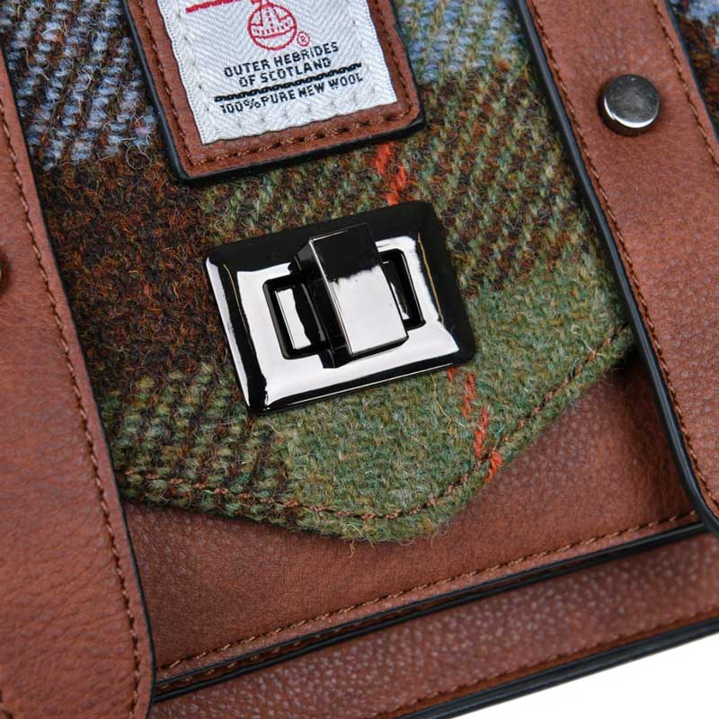 Harris Tweed Clutch, The Mini Satchel, Islander, Chestnut Blue Tartan - Afbeelding 3